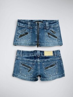 Archival Y2K Cecil McBee Zip Off Denim Skort Gyaru
